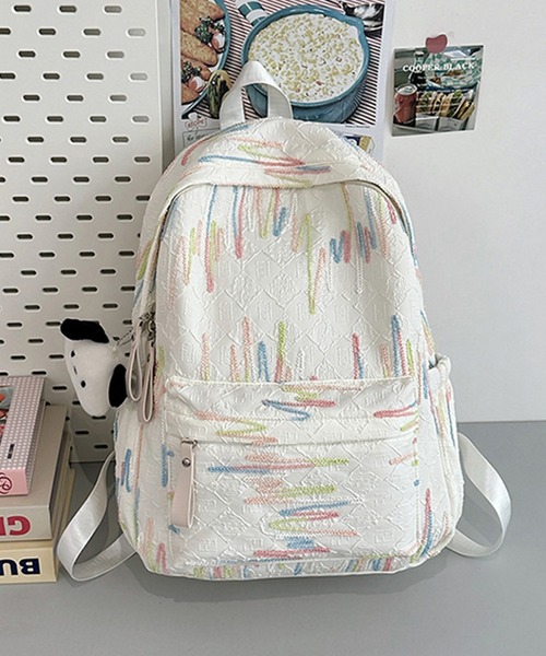 c.u.l（シーユーエル）の「なみなみ刺繍 エンボス加工 バックパック リュック cula1237（バックパック/リュック・レディース・ブラック/ホワイト/ピンク/イエロー・FREE）」の5枚目の写真