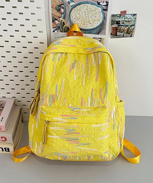 c.u.l（シーユーエル）の「なみなみ刺繍 エンボス加工 バックパック リュック cula1237（バックパック/リュック・レディース・ブラック/ホワイト/ピンク/イエロー・FREE）」の6枚目の写真