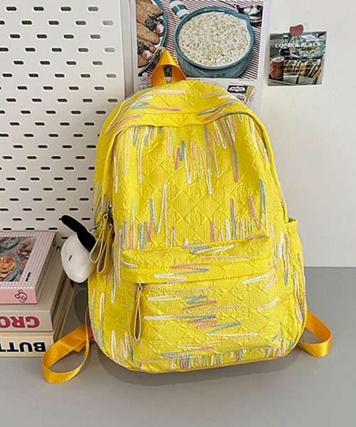 c.u.l（シーユーエル）の「なみなみ刺繍 エンボス加工 バックパック リュック cula1237（バックパック/リュック・レディース・ブラック/ホワイト/ピンク/イエロー・FREE）」の7枚目の写真