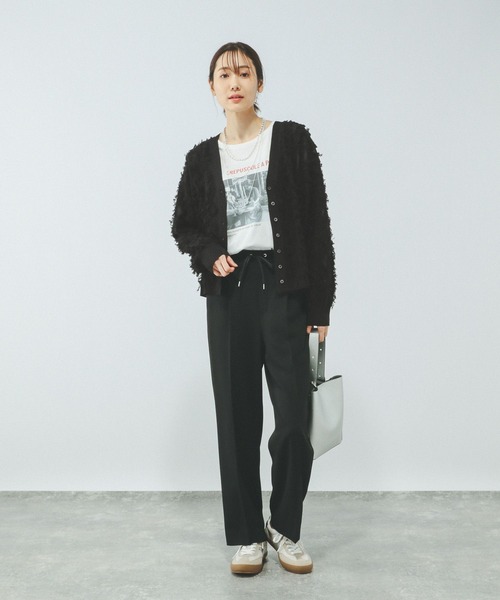 GLOBAL WORK（グローバルワーク）の「シアーフリンジカーディガン長袖/577731（カーディガン/ボレロ・レディース・ブラック/アイボリー/ピンク/ライトグレー・LARGE/MEDIUM）」の7枚目の写真