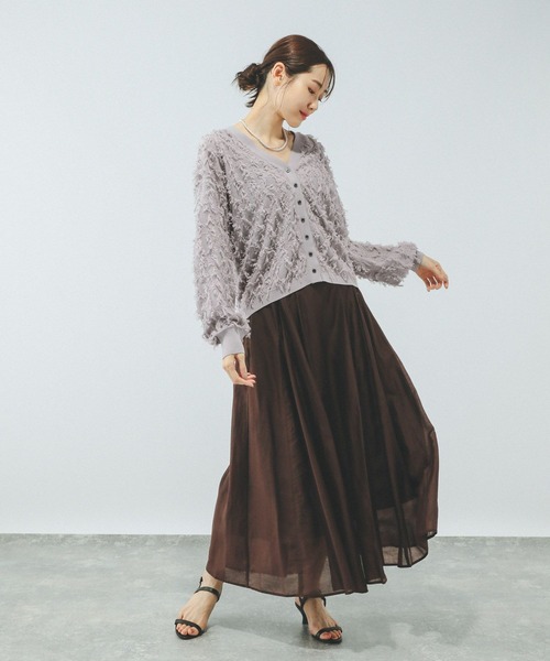 GLOBAL WORK（グローバルワーク）の「シアーフリンジカーディガン長袖/577731（カーディガン/ボレロ・レディース・ブラック/アイボリー/ピンク/ライトグレー・LARGE/MEDIUM）」の12枚目の写真