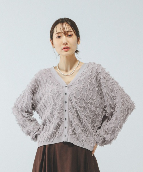 GLOBAL WORK（グローバルワーク）の「シアーフリンジカーディガン長袖/577731（カーディガン/ボレロ・レディース・ブラック/アイボリー/ピンク/ライトグレー・LARGE/MEDIUM）」の13枚目の写真