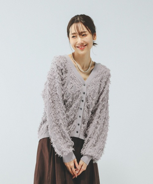 GLOBAL WORK（グローバルワーク）の「シアーフリンジカーディガン長袖/577731（カーディガン/ボレロ・レディース・ブラック/アイボリー/ピンク/ライトグレー・LARGE/MEDIUM）」の14枚目の写真