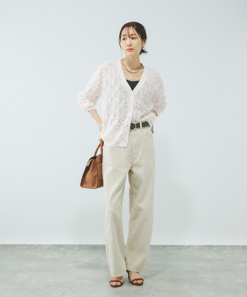 GLOBAL WORK（グローバルワーク）の「シアーフリンジカーディガン長袖/577731（カーディガン/ボレロ・レディース・ブラック/アイボリー/ピンク/ライトグレー・LARGE/MEDIUM）」の15枚目の写真