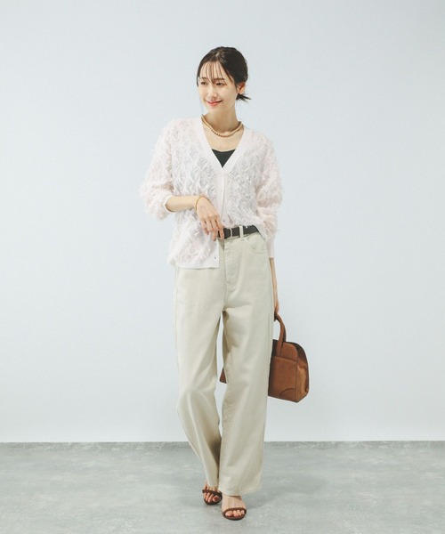 GLOBAL WORK（グローバルワーク）の「シアーフリンジカーディガン長袖/577731（カーディガン/ボレロ・レディース・ブラック/アイボリー/ピンク/ライトグレー・LARGE/MEDIUM）」の16枚目の写真