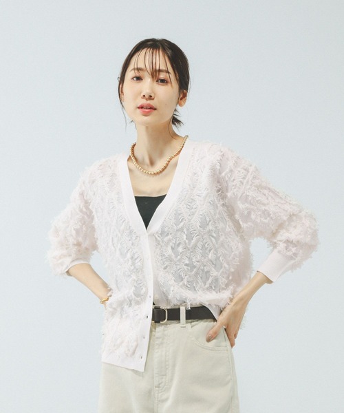 GLOBAL WORK（グローバルワーク）の「シアーフリンジカーディガン長袖/577731（カーディガン/ボレロ・レディース・ブラック/アイボリー/ピンク/ライトグレー・LARGE/MEDIUM）」の17枚目の写真