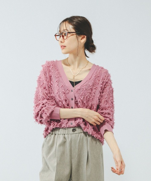 GLOBAL WORK（グローバルワーク）の「シアーフリンジカーディガン長袖/577731（カーディガン/ボレロ・レディース・ブラック/アイボリー/ピンク/ライトグレー・LARGE/MEDIUM）」の21枚目の写真