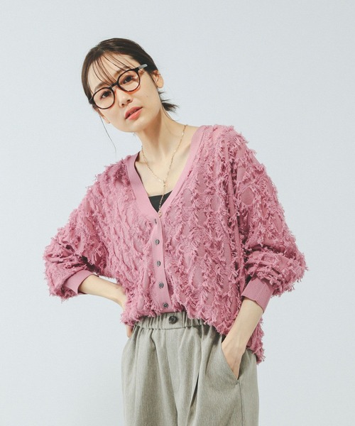 GLOBAL WORK（グローバルワーク）の「シアーフリンジカーディガン長袖/577731（カーディガン/ボレロ・レディース・ブラック/アイボリー/ピンク/ライトグレー・LARGE/MEDIUM）」の22枚目の写真