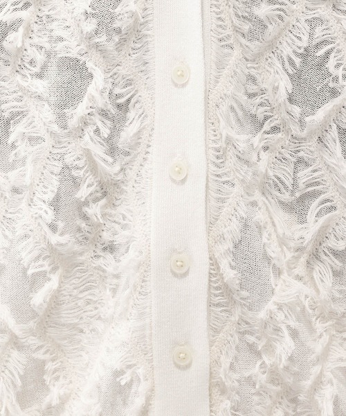 GLOBAL WORK（グローバルワーク）の「シアーフリンジカーディガン長袖/577731（カーディガン/ボレロ・レディース・ブラック/アイボリー/ピンク/ライトグレー・LARGE/MEDIUM）」の5枚目の写真