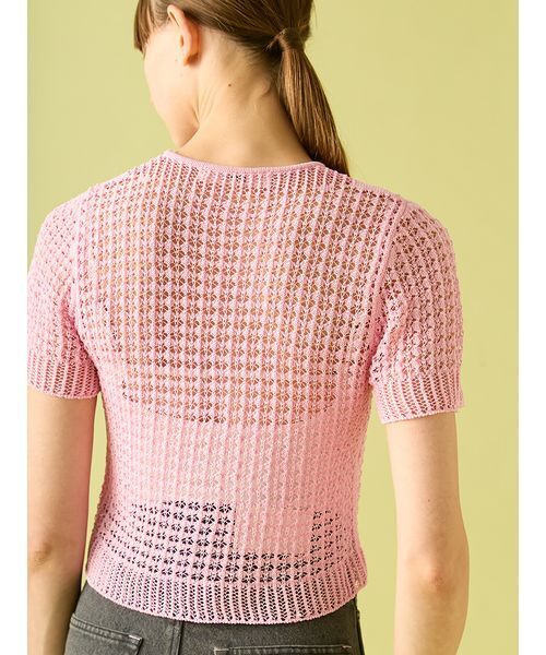 FURFUR(ファーファー)の「レース編みチャイナニットトップス(ニット/セーター・レディース・ブラック/ピンク/レッド/ホワイト・F)」の7枚目の写真