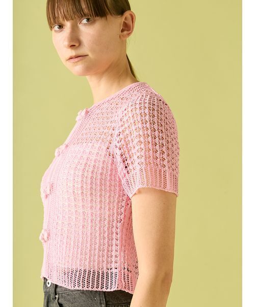 FURFUR(ファーファー)の「レース編みチャイナニットトップス(ニット/セーター・レディース・ブラック/ピンク/レッド/ホワイト・F)」の8枚目の写真