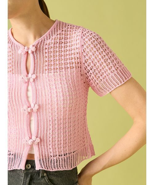 FURFUR(ファーファー)の「レース編みチャイナニットトップス(ニット/セーター・レディース・ブラック/ピンク/レッド/ホワイト・F)」の10枚目の写真