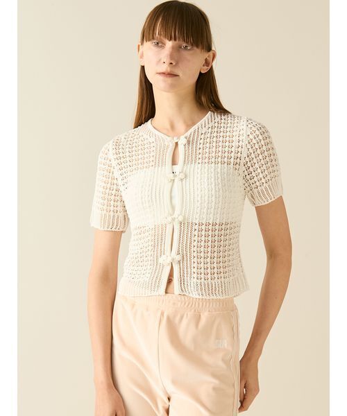 FURFUR(ファーファー)の「レース編みチャイナニットトップス(ニット/セーター・レディース・ブラック/ピンク/レッド/ホワイト・F)」の11枚目の写真