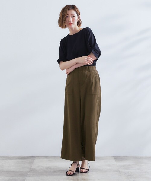 grove（グローブ）の「【接触冷感】見た目はきちんと、着心地はらくちん クロップドベイカーパンツ（その他パンツ・レディース・カーキ/ダークブラウン/ネイビー・01/02/03/04/05）」の17枚目の写真