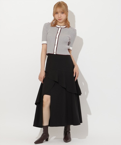 AND COUTURE(アンドクチュール)の「ボーダー配色5分袖プルオーバー(ニット/セーター・レディース・ネイビー/ボルドー/ブラック・FREE)」の7枚目の写真