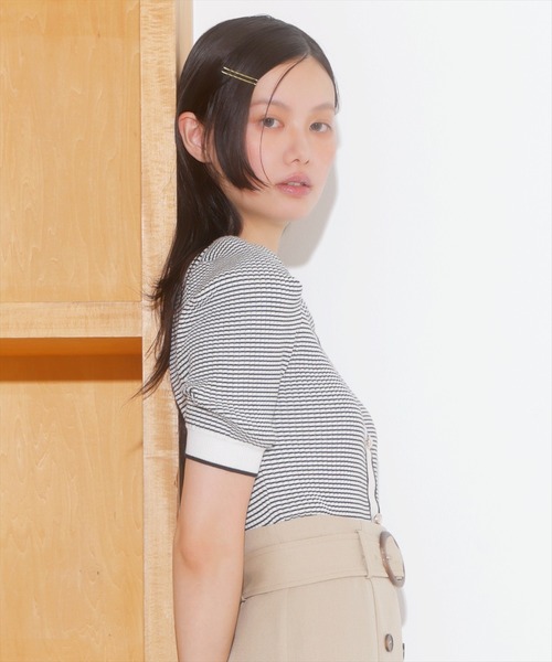 AND COUTURE(アンドクチュール)の「ボーダー配色5分袖プルオーバー(ニット/セーター・レディース・ネイビー/ボルドー/ブラック・FREE)」の11枚目の写真