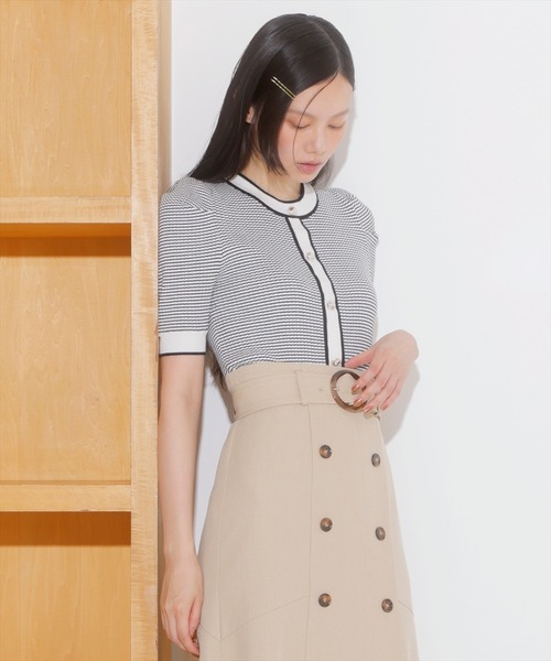 AND COUTURE(アンドクチュール)の「ボーダー配色5分袖プルオーバー(ニット/セーター・レディース・ネイビー/ボルドー/ブラック・FREE)」の12枚目の写真