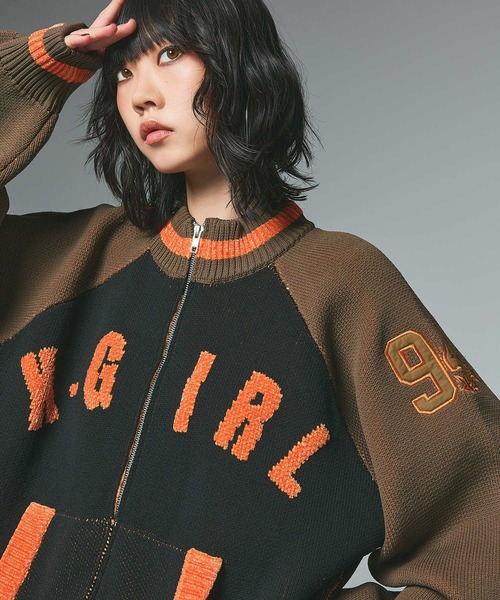 X-girl ニットジャケット STADIUM KNIT JACKET（ニット/セーター）｜X-girl（エックスガール）の