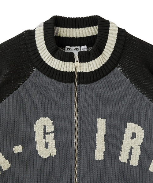 t.japan knit jacket グレー STADIUM KNIT JACKET（ニット/セーター）｜X-girl（エックス