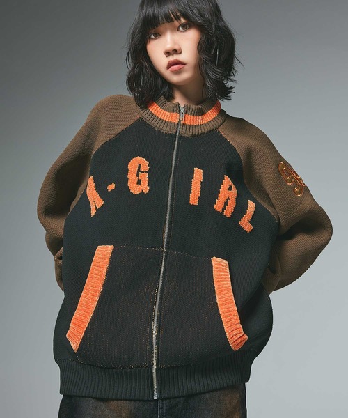 STADIUM KNIT JACKET（ニット/セーター）｜X-girl（エックスガール）の