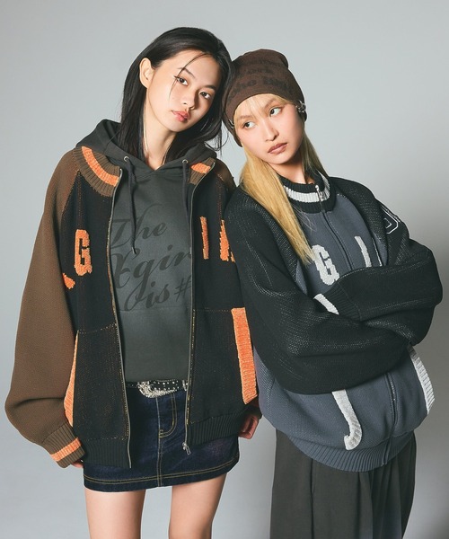 STADIUM KNIT JACKET（ニット/セーター）｜X-girl（エックス