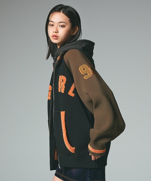 STADIUM KNIT JACKET（ニット/セーター）｜X-girl（エックスガール）の