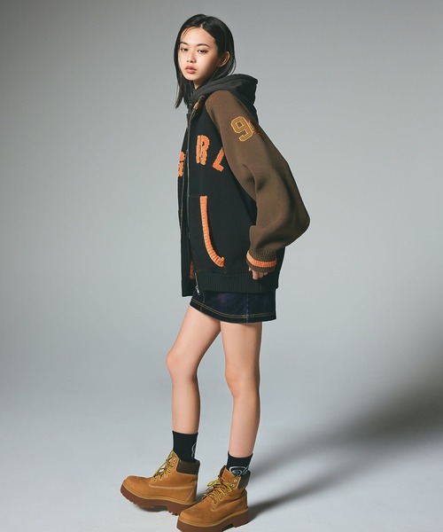 STADIUM KNIT JACKET（ニット/セーター）｜X-girl（エックスガール）の