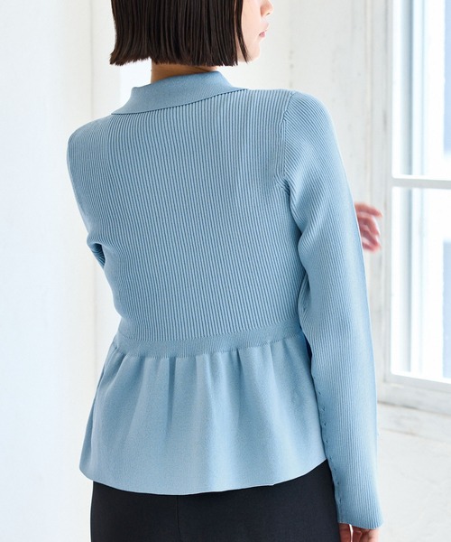 VIS（ビス）の「【洗える】襟付きペプラムカーディガン（カーディガン/ボレロ・レディース・ダークブラウン/ブラック/オフホワイト/ブルー・FREE）」の15枚目の写真