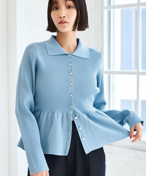 VIS（ビス）の「【洗える】襟付きペプラムカーディガン（カーディガン/ボレロ・レディース・ダークブラウン/ブラック/オフホワイト/ブルー・FREE）」の17枚目の写真
