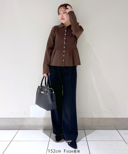 セール】【洗える】襟付きペプラムカーディガン（カーディガン/ボレロ