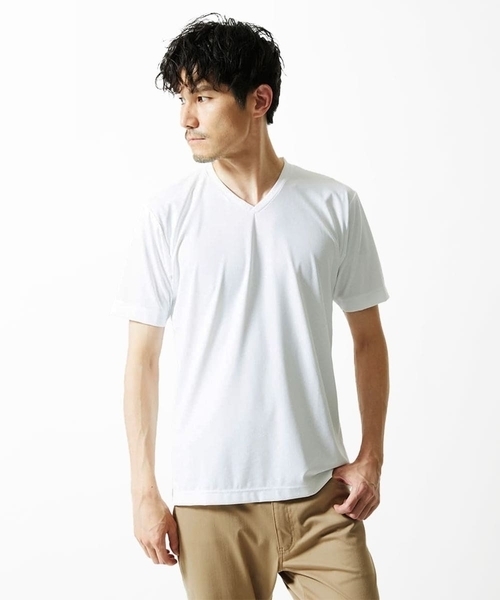 MK MICHEL KLEIN HOMME （エムケーミッシェルクランオム）の「【接触冷感】ブレードジャガードカットソー（Tシャツ/カットソー・メンズ・ホワイト/ライトグレー/ブルー・46/48/51）」の2枚目の写真