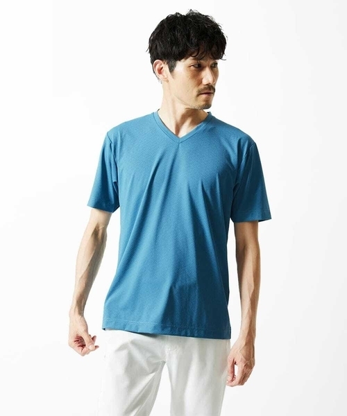 MK MICHEL KLEIN HOMME （エムケーミッシェルクランオム）の「【接触冷感】ブレードジャガードカットソー（Tシャツ/カットソー・メンズ・ホワイト/ライトグレー/ブルー・46/48/51）」の4枚目の写真