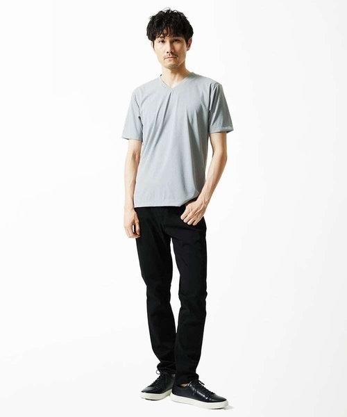MK MICHEL KLEIN HOMME （エムケーミッシェルクランオム）の「【接触冷感】ブレードジャガードカットソー（Tシャツ/カットソー・メンズ・ホワイト/ライトグレー/ブルー・46/48/51）」の8枚目の写真