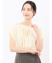 【ストレッチ ややゆったり】m.f.エディトリアル レディース ギャザーネック 半袖 プルオーバー