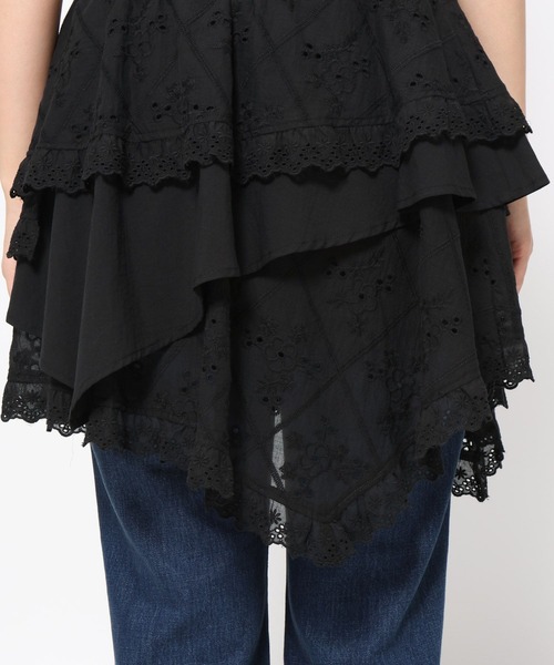 LOWRYS FARM(ローリーズファーム)の「レースティアードミニスカート 581827(スカート・レディース・ブラック/オフホワイト・FREE)」の9枚目の写真