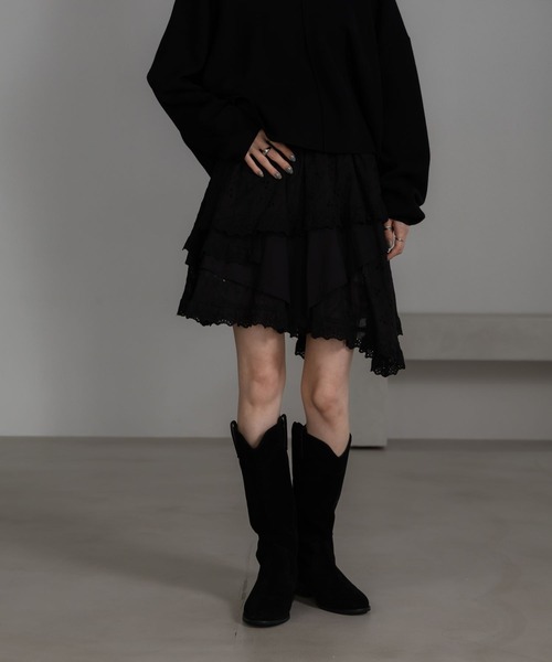 LOWRYS FARM(ローリーズファーム)の「レースティアードミニスカート 581827(スカート・レディース・ブラック/オフホワイト・FREE)」の22枚目の写真