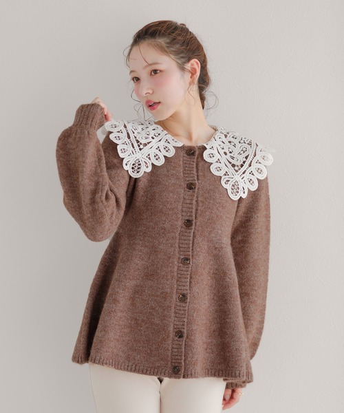セール】バテンレース衿カーディガン（カーディガン/ボレロ）｜Fit