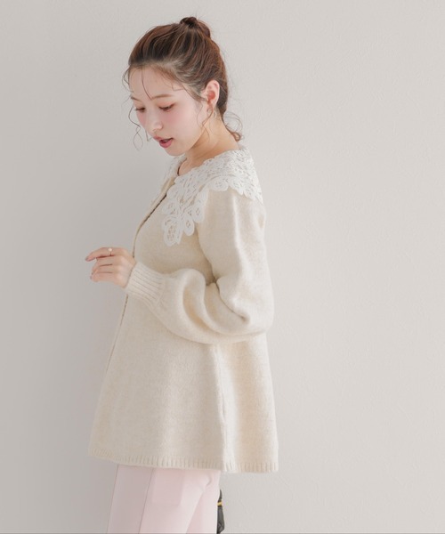セール】バテンレース衿カーディガン（カーディガン/ボレロ）｜Fit