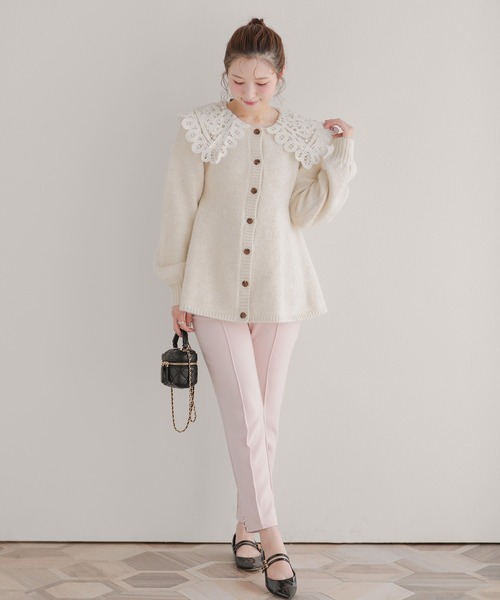 バテンレース衿カーディガン（カーディガン/ボレロ）｜Fit more