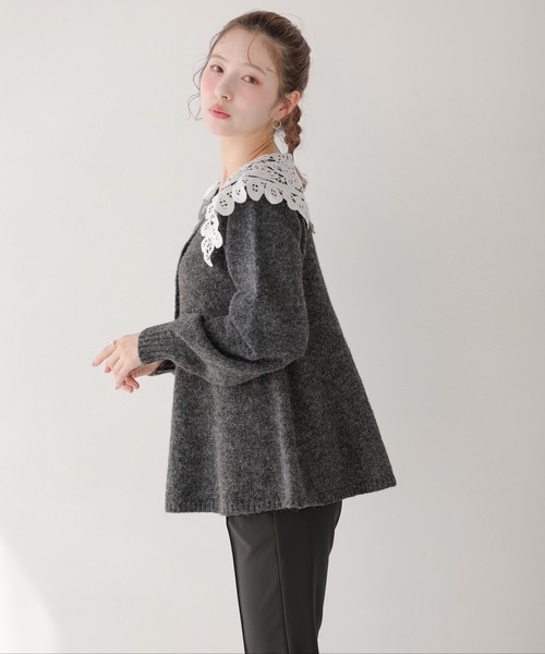 セール】バテンレース衿カーディガン（カーディガン/ボレロ）｜Fit