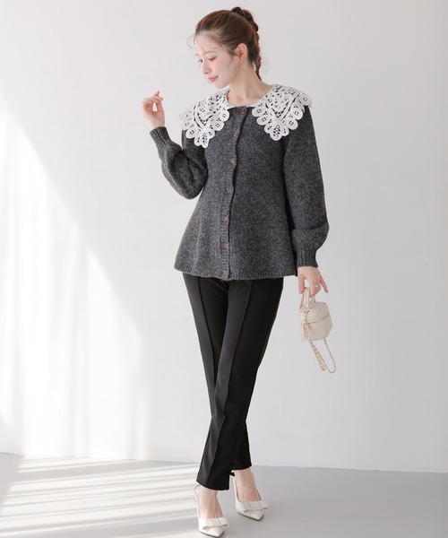 バテンレース衿カーディガン（カーディガン/ボレロ）｜Fit more