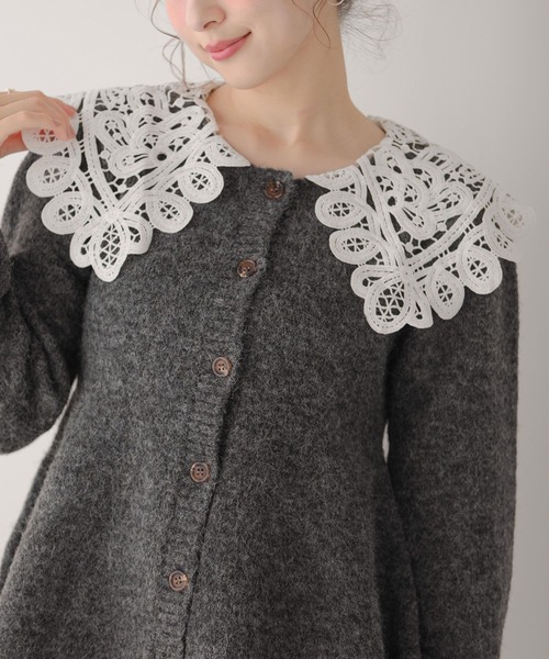 セール】バテンレース衿カーディガン（カーディガン/ボレロ）｜Fit