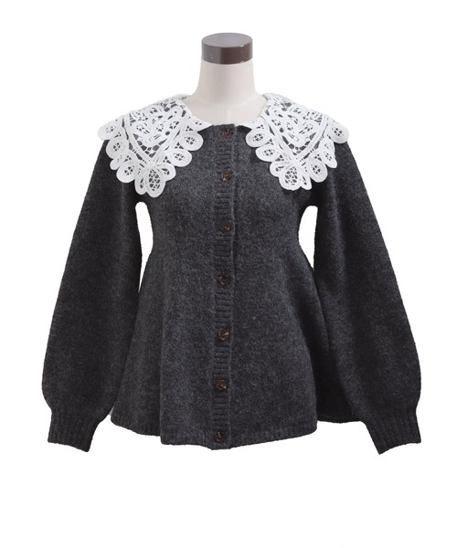 バテンレース衿カーディガン（カーディガン/ボレロ）｜Fit more