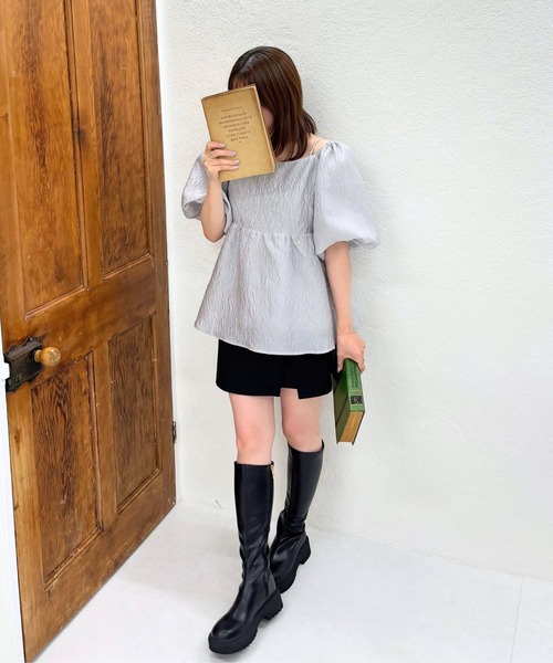 31 Sons de mode（トランテアン　ソン　ドゥ　モード）の「WEB限定 2025秋冬新作 2wayオフショルジャガードブラウス（シャツ/ブラウス・レディース・グレー/ブラック/アイボリー・ﾌﾘ-）」の11枚目の写真