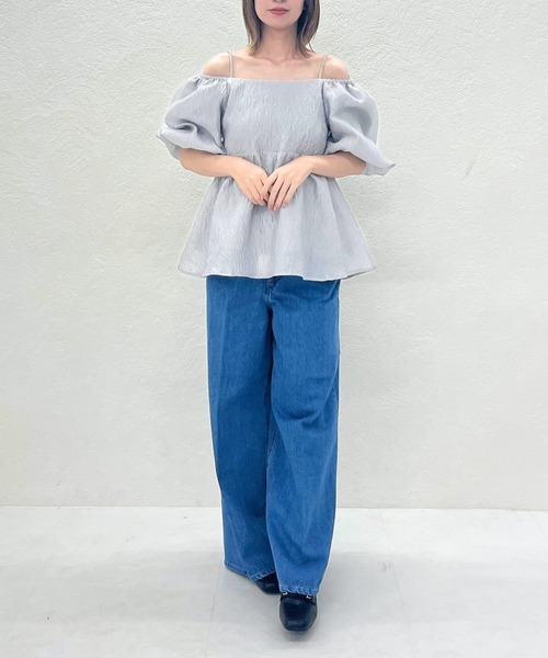 31 Sons de mode（トランテアン　ソン　ドゥ　モード）の「WEB限定 2025秋冬新作 2wayオフショルジャガードブラウス（シャツ/ブラウス・レディース・グレー/ブラック/アイボリー・ﾌﾘ-）」の6枚目の写真