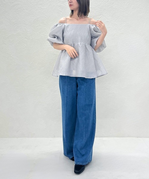 31 Sons de mode（トランテアン　ソン　ドゥ　モード）の「WEB限定 2025秋冬新作 2wayオフショルジャガードブラウス（シャツ/ブラウス・レディース・グレー/ブラック/アイボリー・ﾌﾘ-）」の10枚目の写真