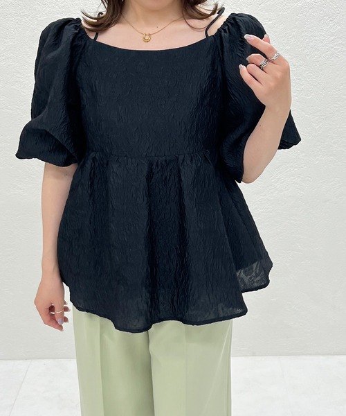 31 Sons de mode（トランテアン　ソン　ドゥ　モード）の「WEB限定 2025秋冬新作 2wayオフショルジャガードブラウス（シャツ/ブラウス・レディース・グレー/ブラック/アイボリー・ﾌﾘ-）」の21枚目の写真