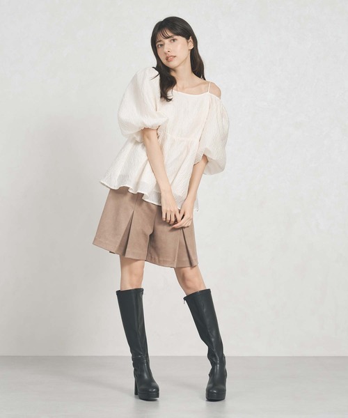 31 Sons de mode（トランテアン　ソン　ドゥ　モード）の「WEB限定 2025秋冬新作 2wayオフショルジャガードブラウス（シャツ/ブラウス・レディース・グレー/ブラック/アイボリー・ﾌﾘ-）」の17枚目の写真