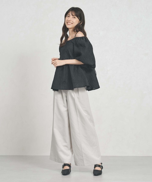 31 Sons de mode（トランテアン　ソン　ドゥ　モード）の「WEB限定 2025秋冬新作 2wayオフショルジャガードブラウス（シャツ/ブラウス・レディース・グレー/ブラック/アイボリー・ﾌﾘ-）」の19枚目の写真