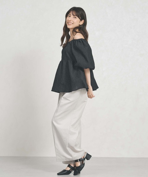 31 Sons de mode（トランテアン　ソン　ドゥ　モード）の「WEB限定 2025秋冬新作 2wayオフショルジャガードブラウス（シャツ/ブラウス・レディース・グレー/ブラック/アイボリー・ﾌﾘ-）」の20枚目の写真